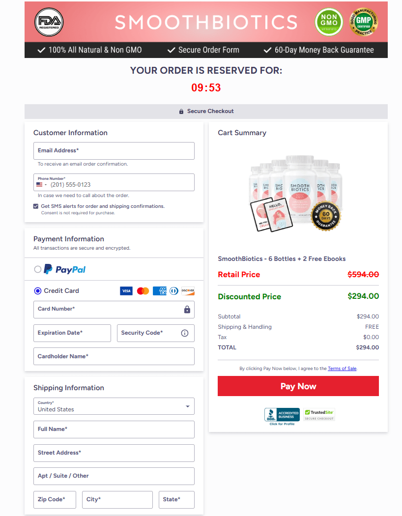 SmoothBiotics order page